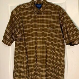 Towncraft Wrinkle Free Brown Plaid Shirt - Med